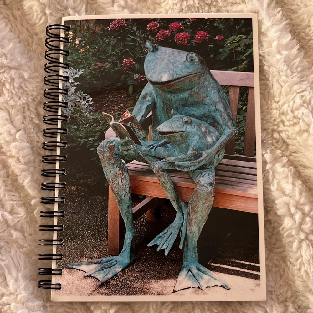 New! Spiral bound Lined Journal with Frog Sculpture cover